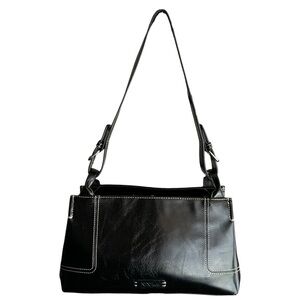 Vintage Black shoulder bag faux leather with adjustable straps by Nine West Y2K
